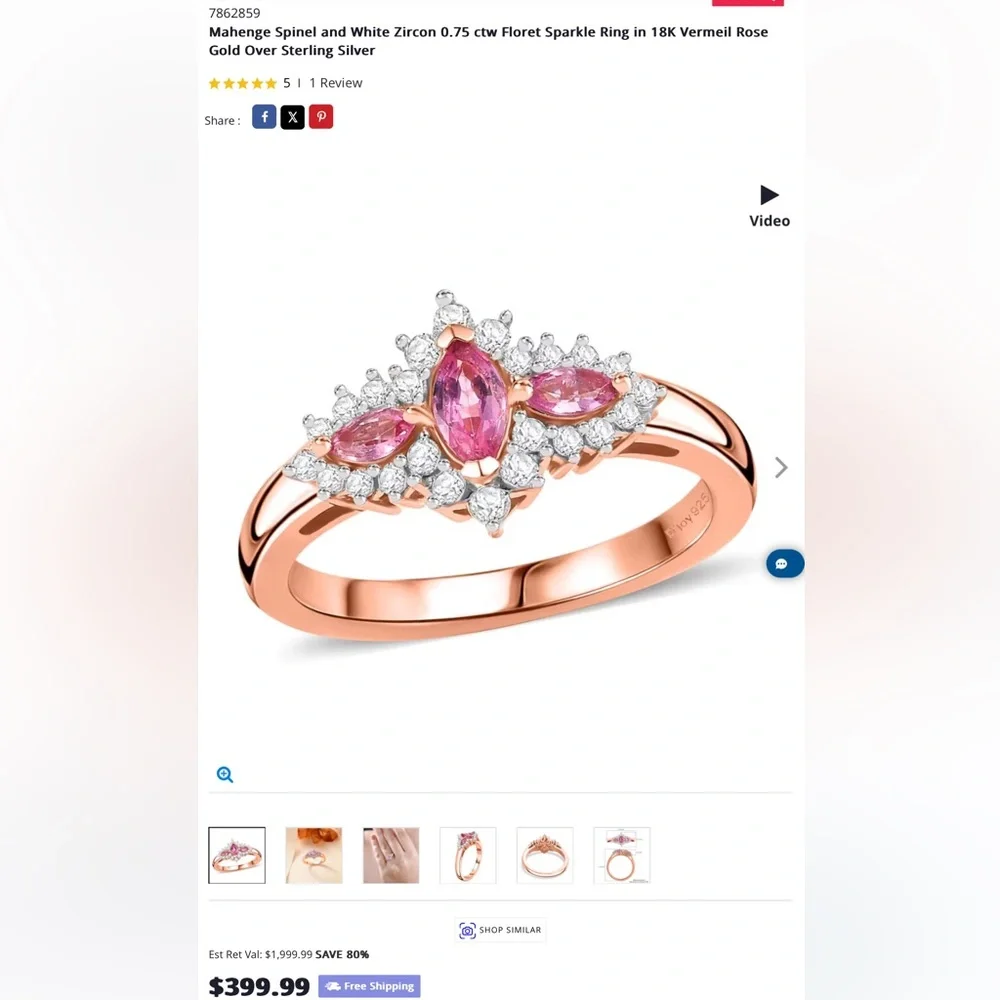 Mahenge Spinel and White Zircon Floret Sparkle Ring